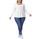 thumbnail image 2 of Camisas elegantes de ojo de perdiz de manga larga con escote cuadrado para mujeres de tallas grandes Agnes Orinda 1X blancas, 2 of 6