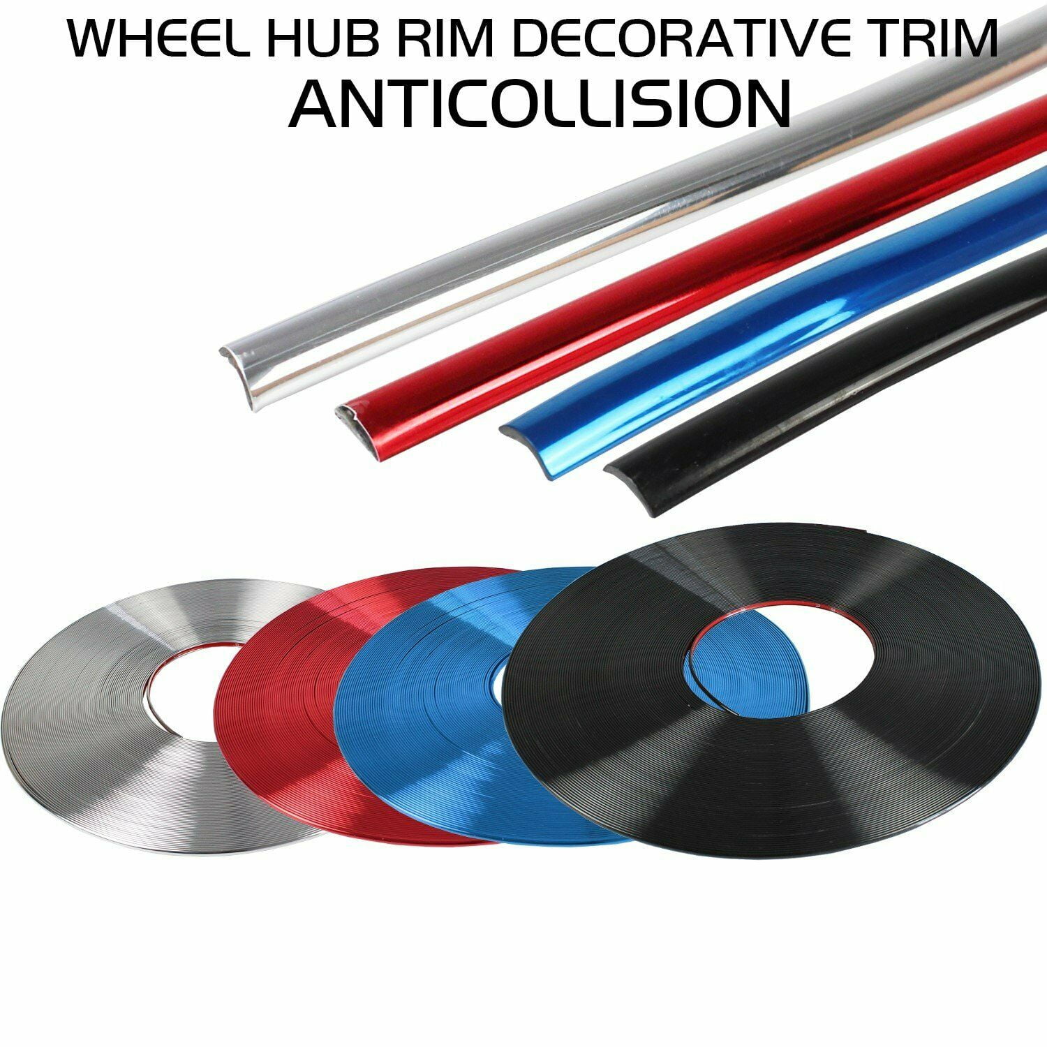 8 Meters, 10 Colors NLJY Rim Protector tire Protection Rubber Strip car Rim Edge Protector Anti-Collision and Anti-Scratch Strip ,red car Wheel Trim Strip 