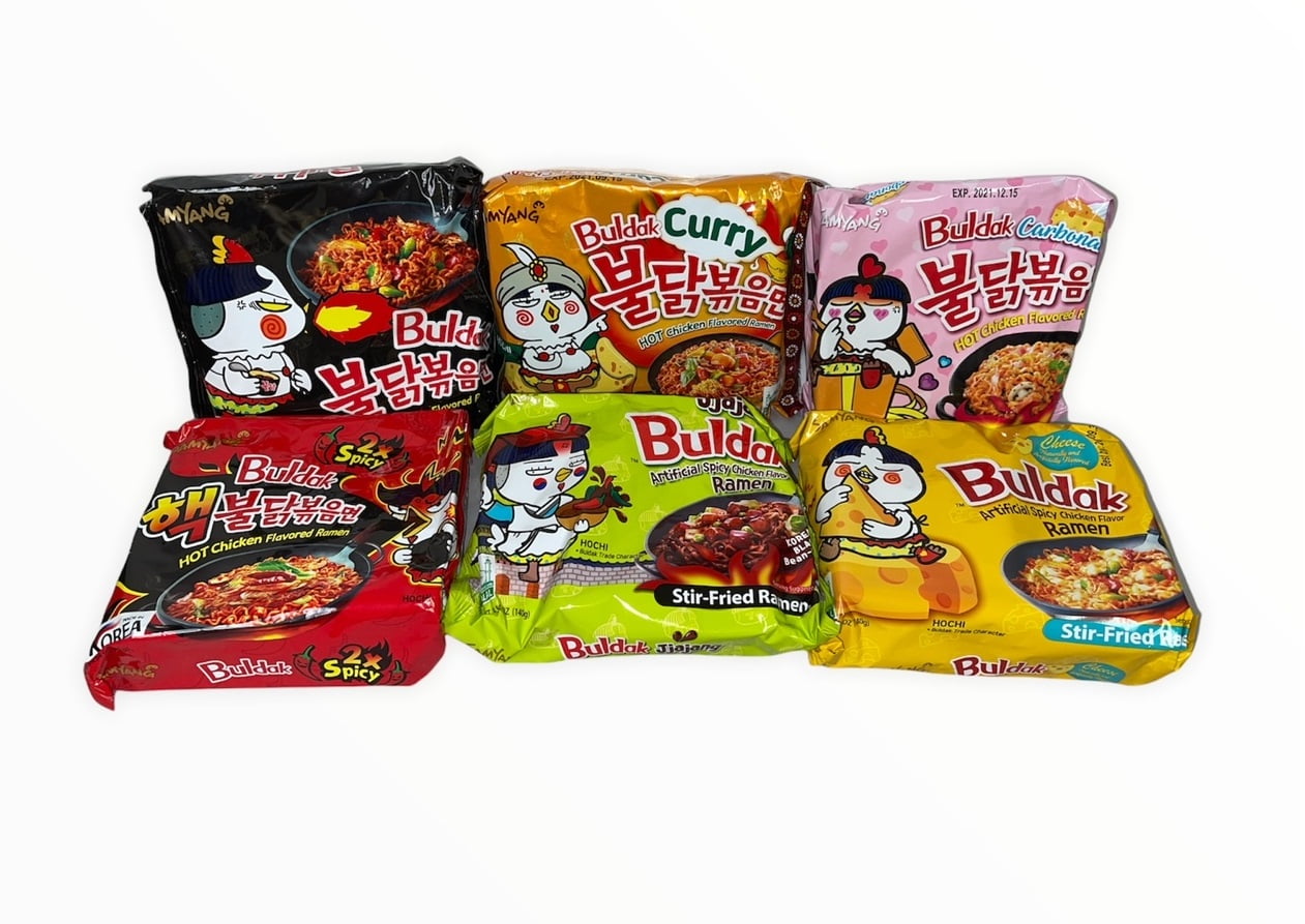 SamYang Buldak Hot Chicken Ramen Noodle Variety Pack 6 Flavors, 6