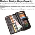 thumbnail image 2 of Cartera de cuero genuino de vaca para hombre, con cremallera larga, 12 ranuras para tarjetas, regalo de Navidad, 2 of 4
