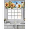 thumbnail image 4 of Watercolor Flower Valances for Windows, Rod Pocket Kitchen Valance Curtains - Soft & Washable Small Window Treatment for Living Room,&nbsp;Bathroom, Sunflower Butterfly , 42x12 Inch, 1 Panel, 4 of 9