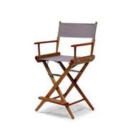 Telescope Casual World Famous Balcony Height Director Chair With Walnut Stain Finish and Gray Fabric
