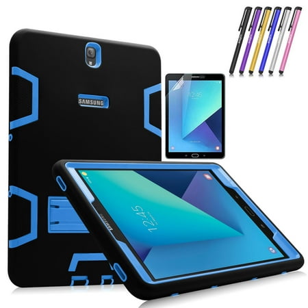 Galaxy Tab S3 9.7 Case, Mignova Heavy Duty Hybrid Protective Case Build In Kickstand For Samsung Galaxy Tab S3 9.7 inch SM-T820 SM-T825 + Screen Protector Film and Stylus Pen (Black / Indigo (Best Galaxy Tab S3 Case)