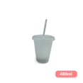 thumbnail image 3 of Gobelet avec Couvercle et Paille PP Bouteille Réutilisable en Plastique pour Boisson Froide Café Jus Smoothie Violet Rouge 480ml, 3 of 6