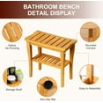 thumbnail image 3 of Bamboo Shower Bench Stool with Storage Shelf, Waterproof Shower Chair Spa Bath Seat, Shower Stool for Inside Shower, Bathroom Bench Seat for Adults Elderly Seniors for Indoor or Outdoor Use, 3 of 9