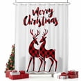thumbnail image 2 of Merry Christmas Shower Curtain, Plaid Xmas Elk Seasonal Winter Holiday Waterproof Fabric Shower Curtains with 12 Hooks, Bathroom Curtain Set for Bathroom Accessories Decor, 72 x 78 Inches, 2 of 9