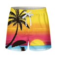 thumbnail image 4 of LPKRT Men Sunset Beach Print Swim Trunks - Drawstring Loose Shorts, Quick Dry Summer Bottoms(Orange-M), 4 of 5