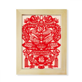thumbnail image 1 of China Red Dragon Fish Pattern Desktop Adorn Photo Frame Display Art Painting Wooden, 1 of 3