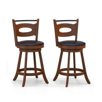 24 inch Swivel Bar Stools with Curved Backrest and Seat Cushions