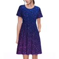 thumbnail image 1 of Bixox Robe d'Été à Manches Courtes pour Femmes Robe Ample Longueur Genou avec Poches-Brillant Néon, 1 of 7