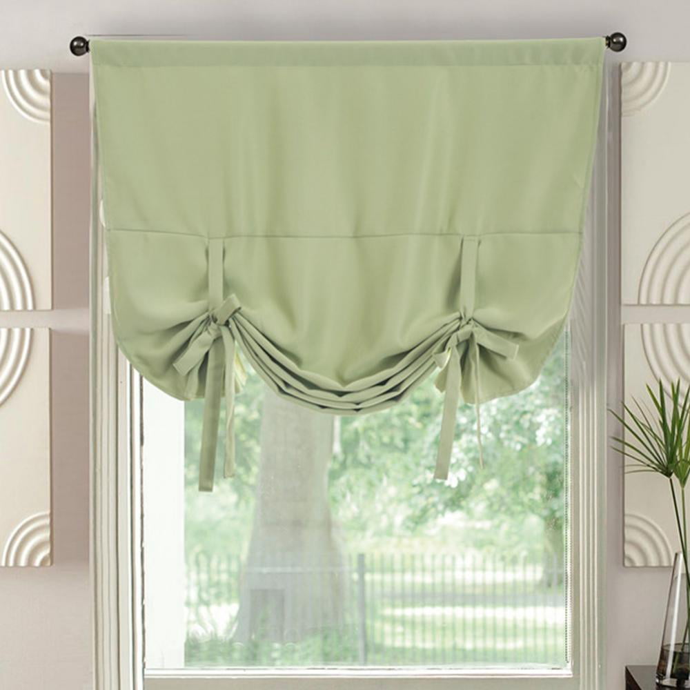 Pure White Curtain Thermal Insulated Tie Up Window Shade Light Blocking