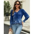 thumbnail image 2 of Weardear Long Sleeve Tops for Women Casual V Neck Loose Chiffon Work Blouse Smocked Tunic Shirts, 2 of 7
