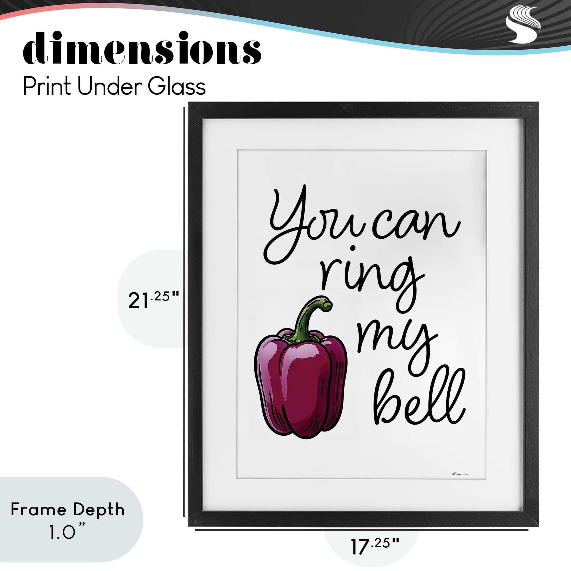 Stupell Industries Ring My Bell Pepper Black Framed Print Under Glass, design by Susan Ball