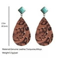 thumbnail image 5 of RSAMD Nature Turquoise Stone Genuine Cowhide Leather Leopard Furry Teardrop Earrings-#5, 5 of 9