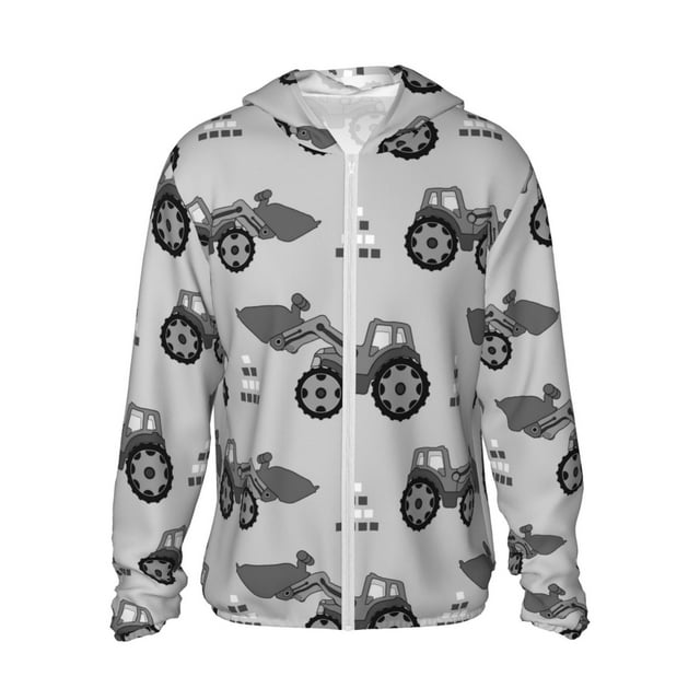 KLL Gris Imprimé Tracteur Hommes Femmes UPF 50+ Protection Solaire Veste à Capuche Manches Longues Pêche Randonnée Performance Chemise-TTG