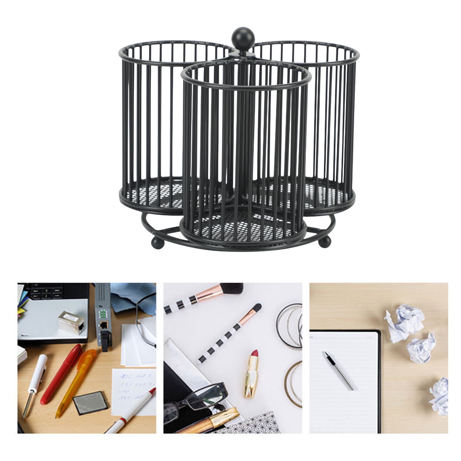 Qholemyo Metal Rotating 3 Compartments Cutlery Rack Organizer For Restaurant Kitchen Table with utensil drawer organizer storage home and kitchen