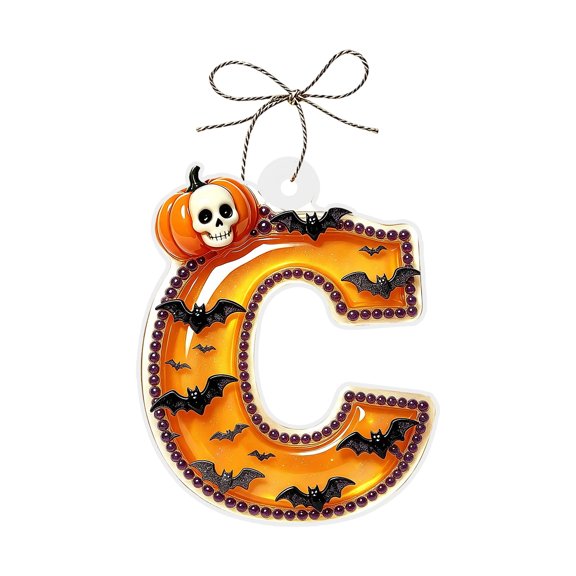 Halloween Party Favors 26 Alphabet Acrylic Hanging Ornaments Spooky Halloween Decorations Indoor Outdoor Haunted House Layout Ornament Set for DIY