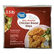 Great Value Spicy Breaded Chicken Breast Strips, Frozen, 40 ounces