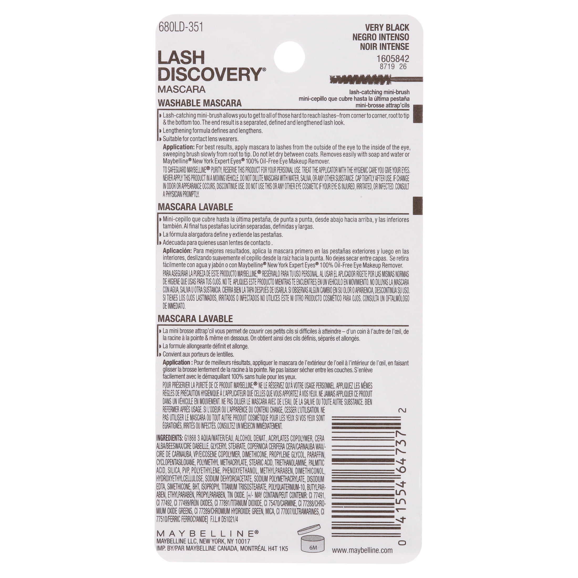 (3 pack) Maybelline Lash Discovery Mini-Brush Washable Mascara, Very Black