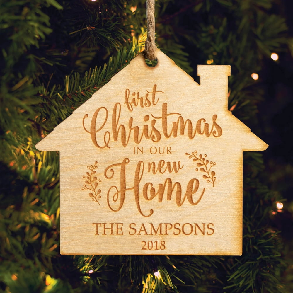 First Christmas in Our New Home Personalized Wood Ornament Walmart