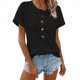 thumbnail image 1 of Camiseta de Cuello Redondo de la Manga Batwing con Botones de Color Sólido Casual de Manga Corta de las Mujeres, Suelto Ajuste Cómodo de Uso Diario, 1 of 7