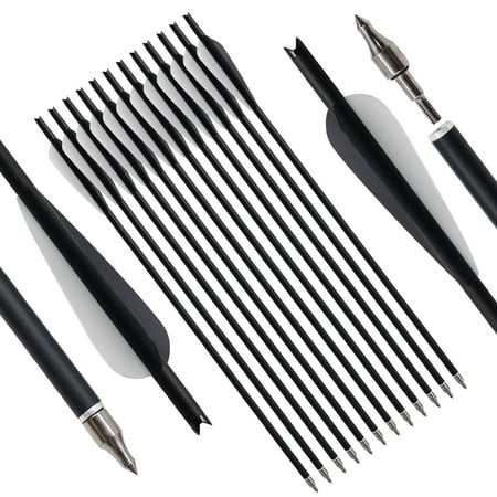 Runzkzy 12pcs 20inch Mixed Carbon Crossbow Arrows for Hunting and Outdoor Practice