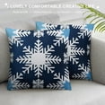 thumbnail image 3 of MLJA Navy Blue Christmas Decorative Throw Pillow Covers for Couch Sofa Living Room Bed, Cozy Bohemia Snowflakes Print Throw Pillows Cases Set Cushion Cover Pack of, 3 of 5