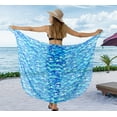thumbnail image 4 of LA LEELA Women's Beach Wrap Bikini Swimwear Cover up Bathing suit Summer Wraps Swimsuit Sarong Skirts for Women One Size Waves, Blue, 4 of 5