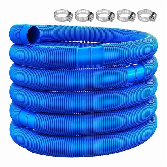 6. Swimming Pool Hose Diameter 32 Mm with Hose Clamp ,Swimming Replacement Pipe Pool Cleaner Tool,Blue,1 x Swimming pool cleaning hose 5 x hose clamp,Blue