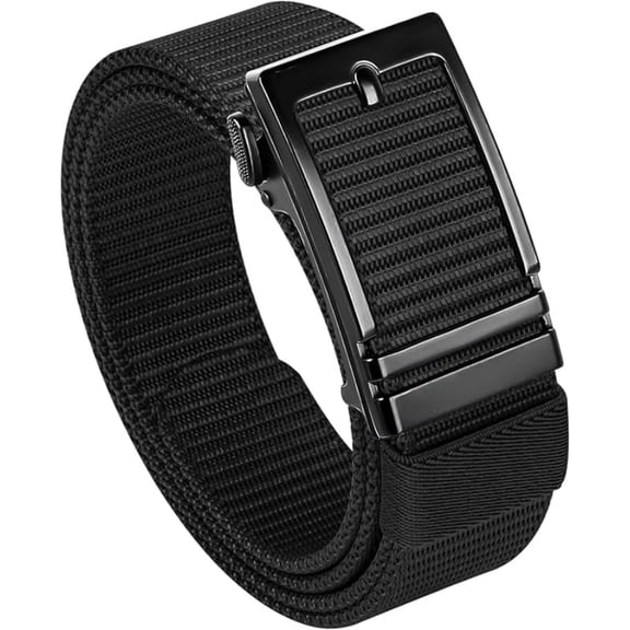 2 Pack Men's Ratchet Belt, Nylon Tactical Belt, Adjustable Ratcheting Buckle for Golf Work Casual Outdoor Hiking Daily Wear