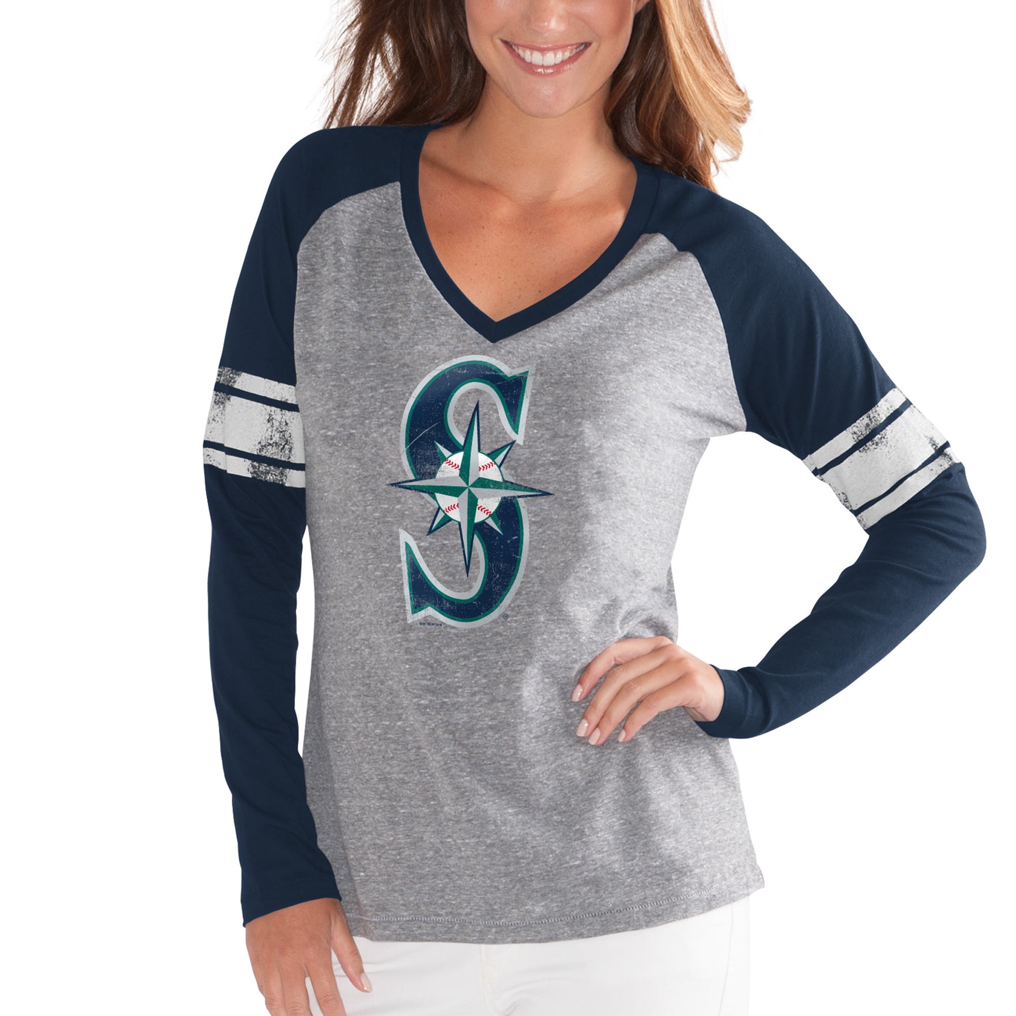 Seattle Mariners G-III 4Her by Carl Banks Women's The Franchise Long Sleeve T-Shirt Navy by G-III LEATHER FASHIONS INC
