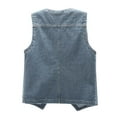 thumbnail image 5 of Xysaqa Women Casual V-Neck Sleeveless Denim Jean Vests Classic Cropped Button Up Camisole Jean Jacket Vests with Pockets M-3X, 5 of 6