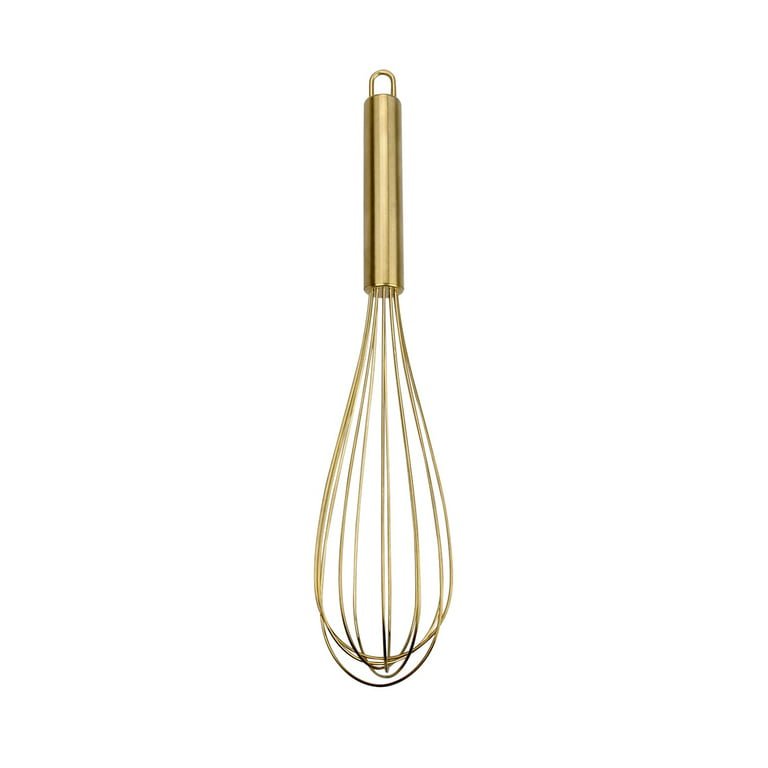 Stainless Steel Whisk Heavy Duty - Gold Metal Kitchen Whisking Tool for  Cooking, and Baking - 11.75 Wire Whip