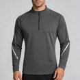 thumbnail image 2 of Men's Long Sleeve Fitness Top Nylon Spandex | Athletic Training Jacket Stand Up Collar Full Zip Elastic Moisture Wicking Quick Dry Outdoor Sports Casual Gym Workout | Zenithor,Dark Gray 2XL, 2 of 9