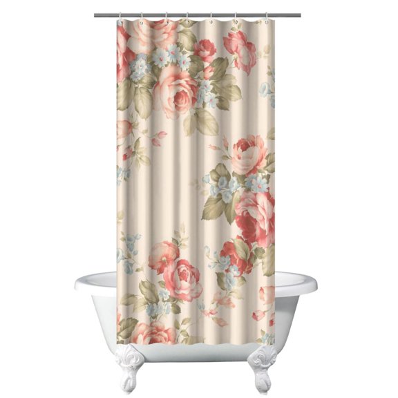 Waterproof Pioneer Shower Curtain 36x72 Inch Polyester Unique Colorful Floral Shower Curtain for Bathroom Hotel Home Decor with 7 Plastic Hooks