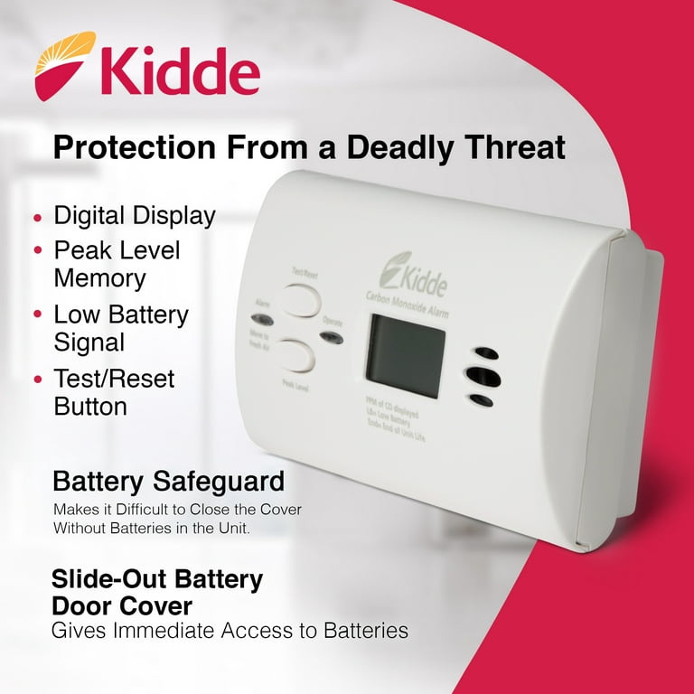 Kidde Carbon Monoxide Detector, AA Battery Powered CO Alarm with LEDs,  Test-Reset Button, Low Battery Indicator, Portable