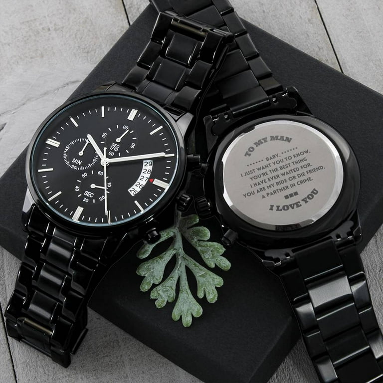 To My Man Ride Or Die Engraved Stainless Steel Watch Gift For Boyfriend Engagemet Gift Man Watch Best Friend Gift Boyfriend Birthday