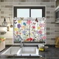 thumbnail image 7 of FREEAMG 36 Inch Length Kitchen Curtains Colorful Flowers Butterfly 2 Panels Half Window Sheer Curtains Rod Pocket Farmhouse Short Drapes for Bathroom Cafe Basement, 7 of 7