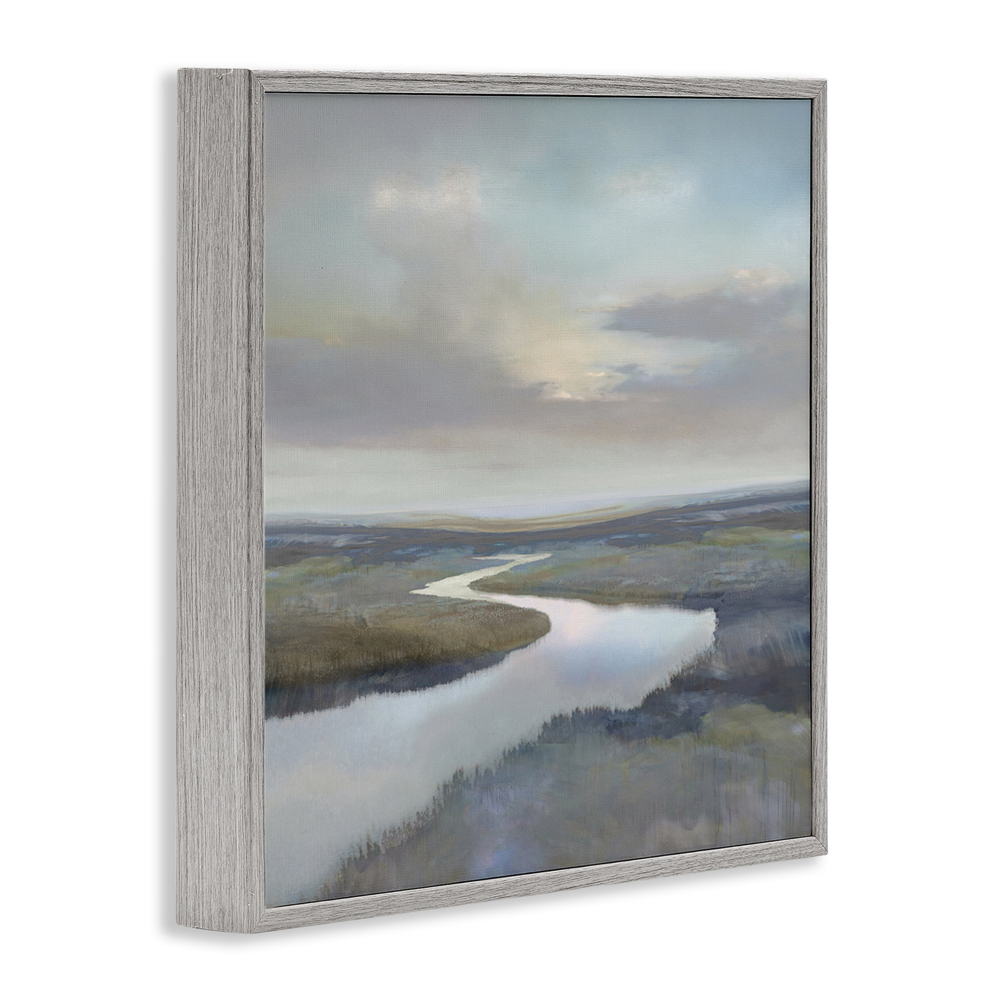 Stupell Industries Calm Riverbend in Greys Gray Framed Giclee Art, design by Christy McKee
