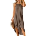 thumbnail image 4 of G and PL Vestido largo de playa para mujer, informal, sin mangas, con abertura lateral, halter, 4 of 5