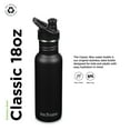 thumbnail image 2 of Klean Kanteen Classic Water Bottle with Sport Cap - Stainless Steel Sports Water Bottle - 18 Oz, Black, 2 of 7