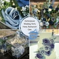 thumbnail image 4 of 25pcs Artificial Flowers Light Blue Foam Fake Rose with Stems 8 Leaves Real Looking Faux Roses for Wedding Bouquets Bridal Shower Centerpieces Arrangements Party Tables Decorations DIY Dusty Blue, 4 of 12