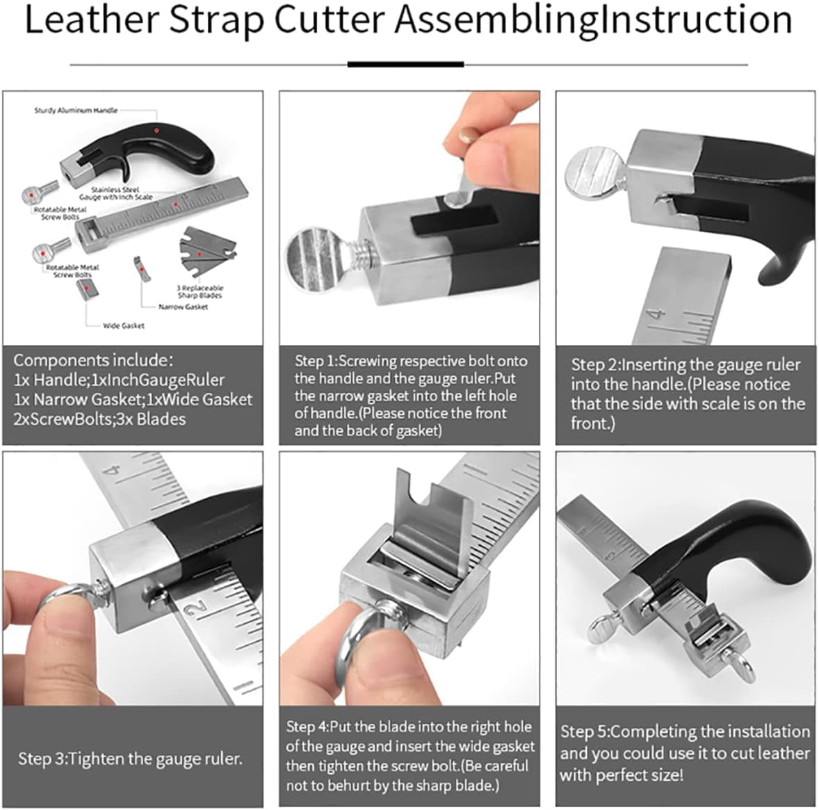 ABPETE Strap Cutter Leather Tools Sharp Leather Strap String Belt Cutter Adjustable DIY Hand Cutting Tool with 2 Blades Craft Leather Cutter Tools for Bag Straps Leathercraft Accessories