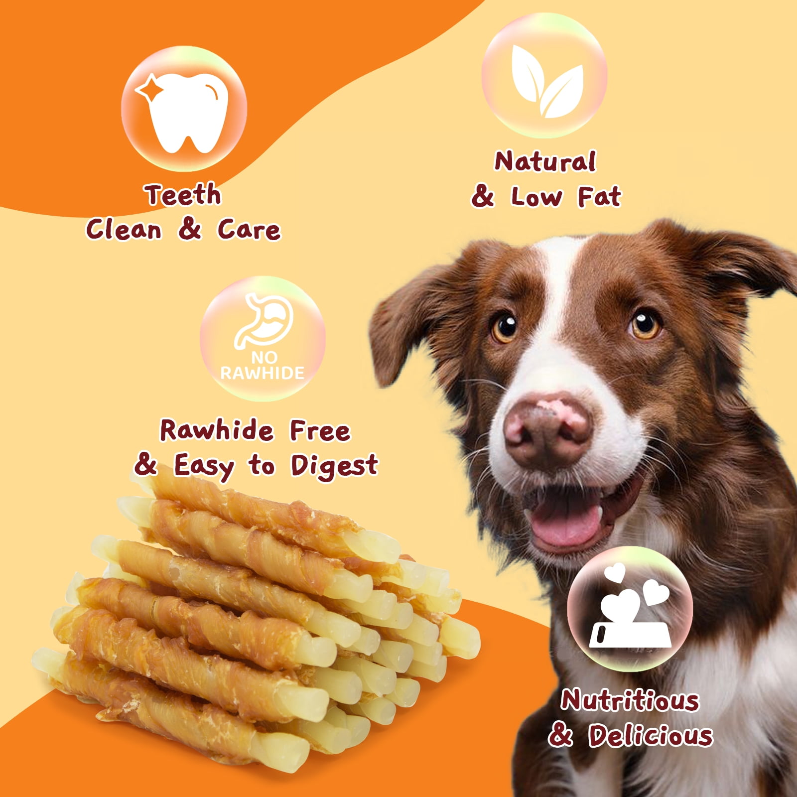 (4 pack) Jungle Calling Chicken Wrap Cod Sticks Rawhide-Free Dog Treats, 14-oz bag