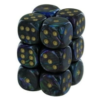 Chessex Lustrous Shadow/Gold 16mm D6 Dice Block (12)
