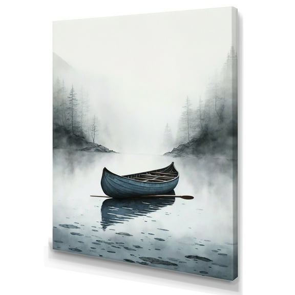 Designart Canoe On The Lake I Canvas Wall Art