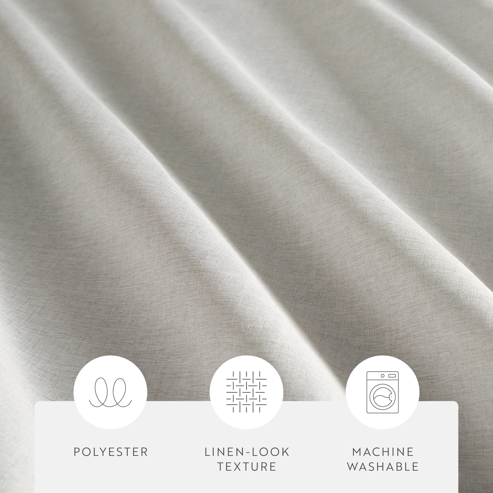 Linen-Look Polyester Shower Curtain in Essential Colors