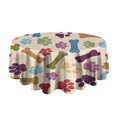 thumbnail image 5 of Paw Prints and Bones Round Tablecloth 60"x60",Wrinkle Wipeable Table Cloth for Kitchen Dining Room Picnic Patio Party, 5 of 6