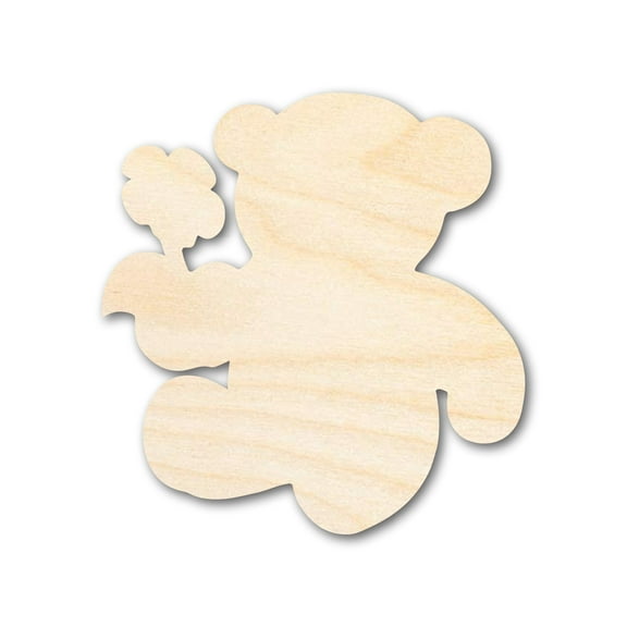 Unfinished Wood Flower Bear Shape 4" / 1/2"