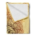 thumbnail image 2 of Safari Soft Flannel Fleece Blanket, Zodiac Lion Baroque Motifs on Grunge Aged Background Pride Sign Astrology Theme, Cozy Plush for Indoor and Outdoor Use, 50" x 60", Yellow Orange, by Ambesonne, 2 of 5